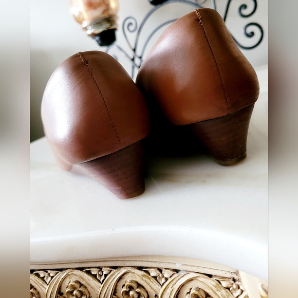 Tory Burch Mini Miller Veg Nappa Leather Women's Wedge Shoes Royal Tan US 9 - Picture 11 of 16